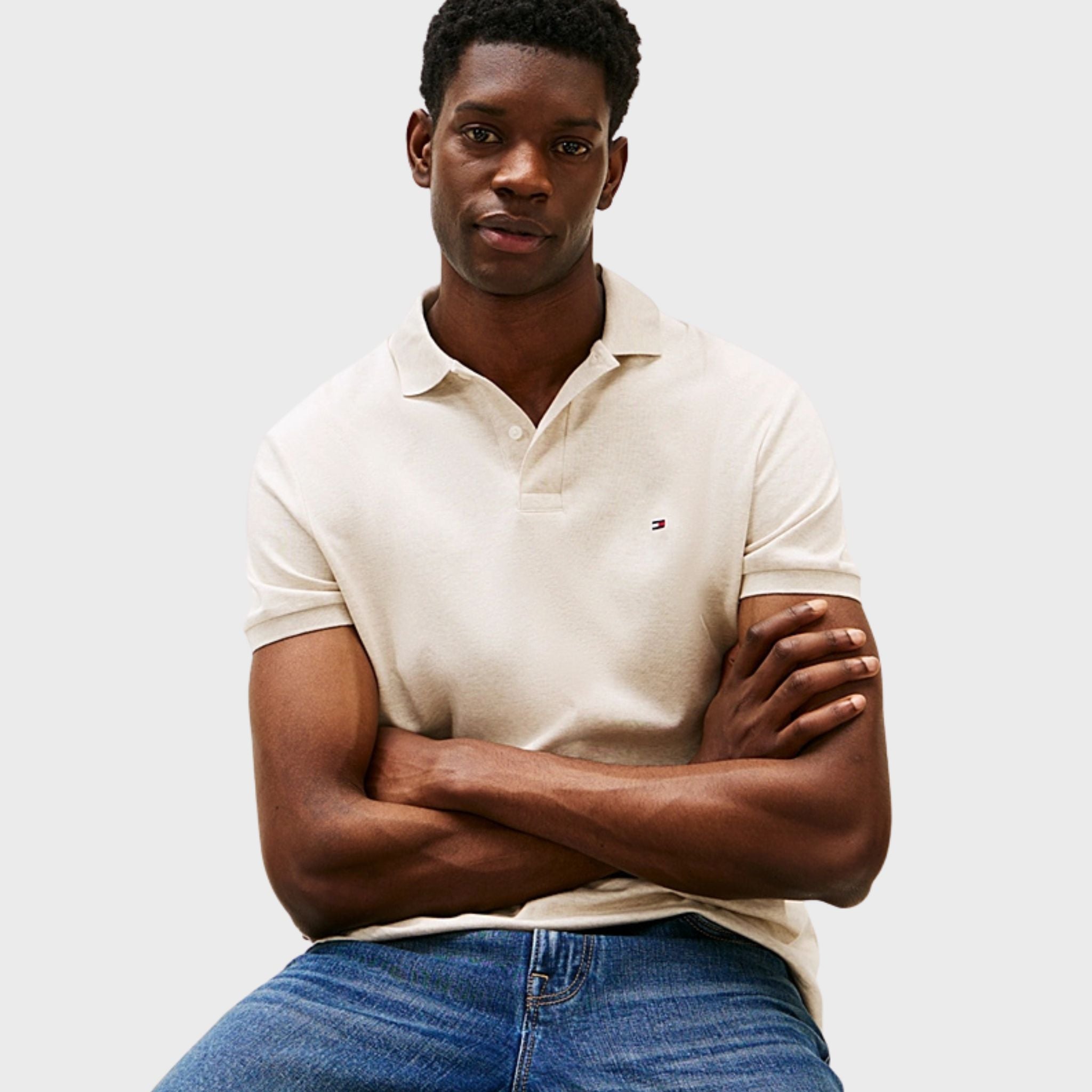 POLO UOMO Bianco Latte Tommy Hilfiger