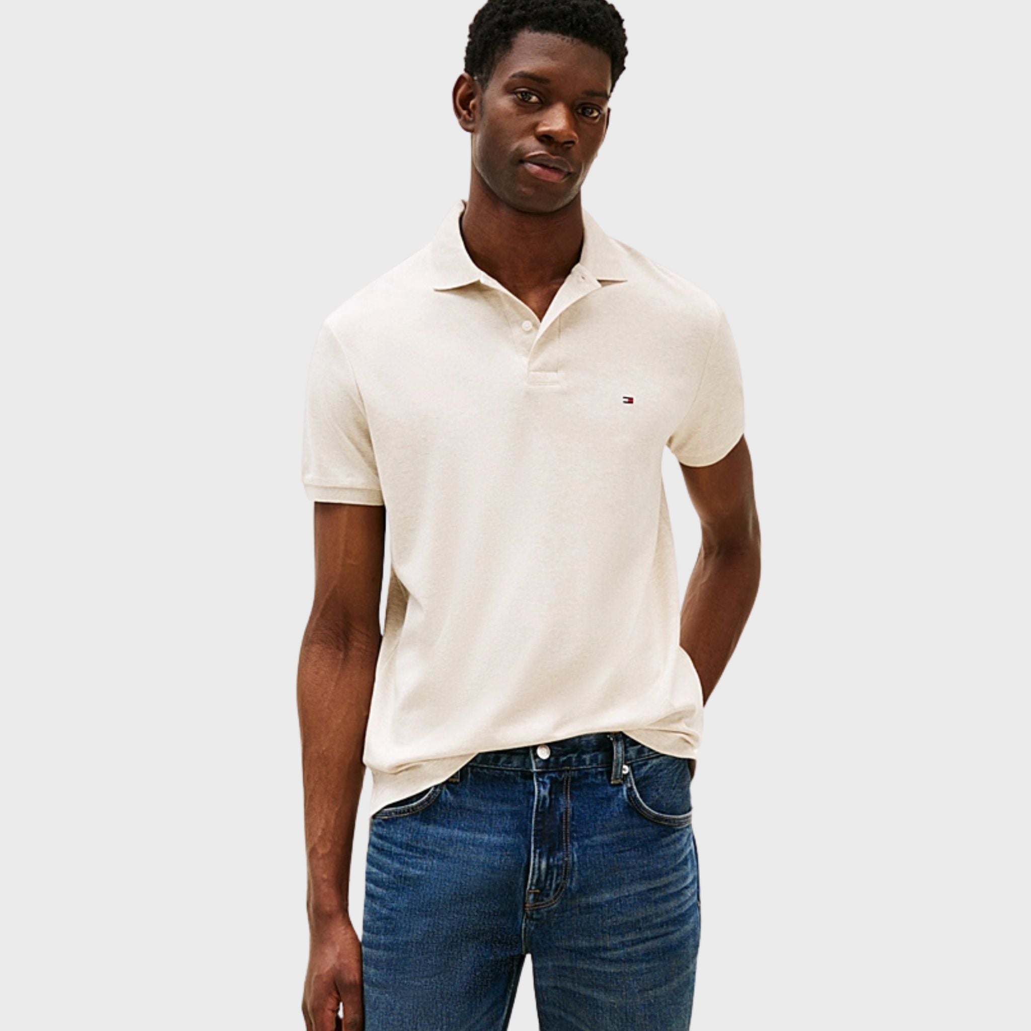 POLO UOMO Bianco Latte Tommy Hilfiger